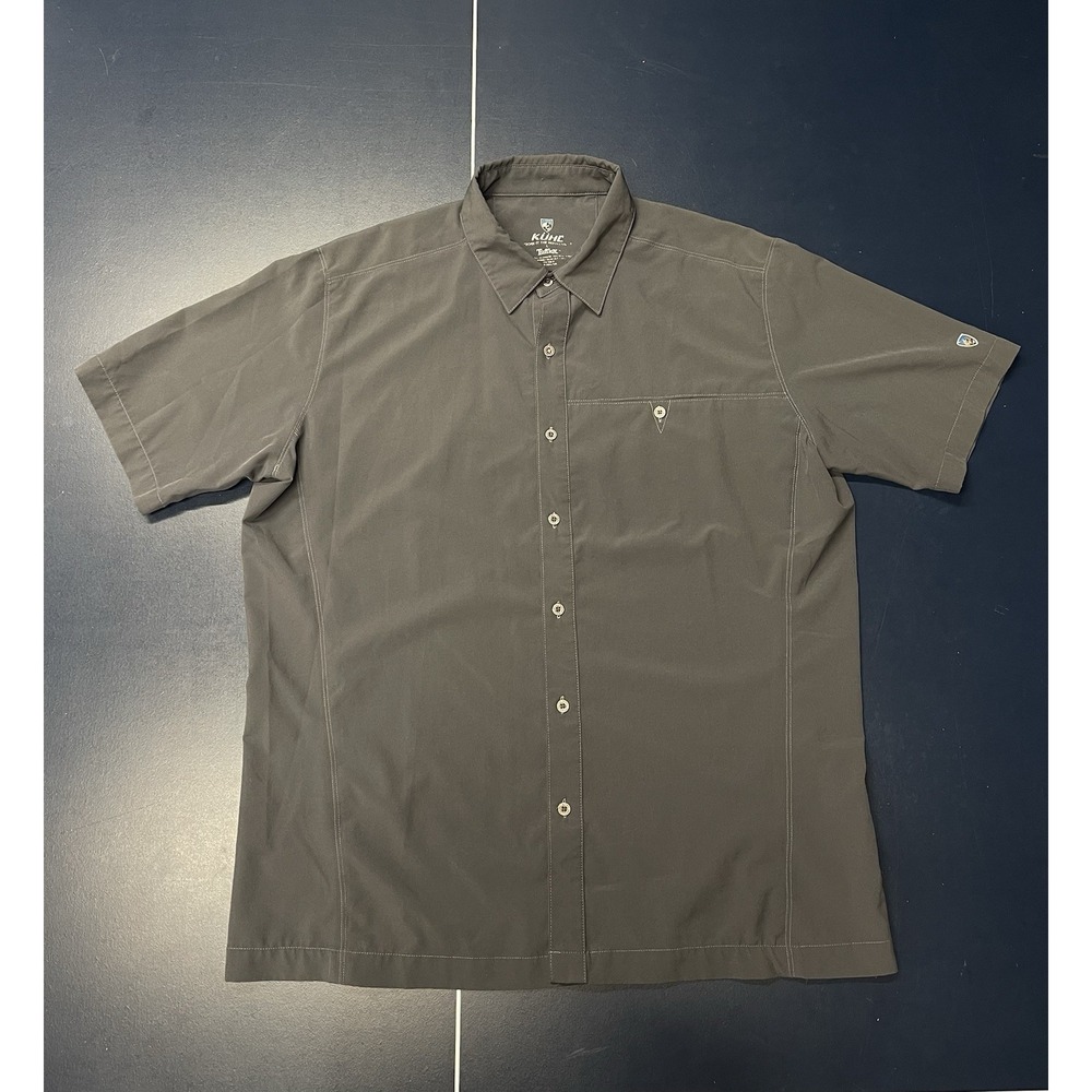Kuhl Tufflex Shirt Mens L Gray Short Sleeve Button Up Outdoors Casual Hiking Top